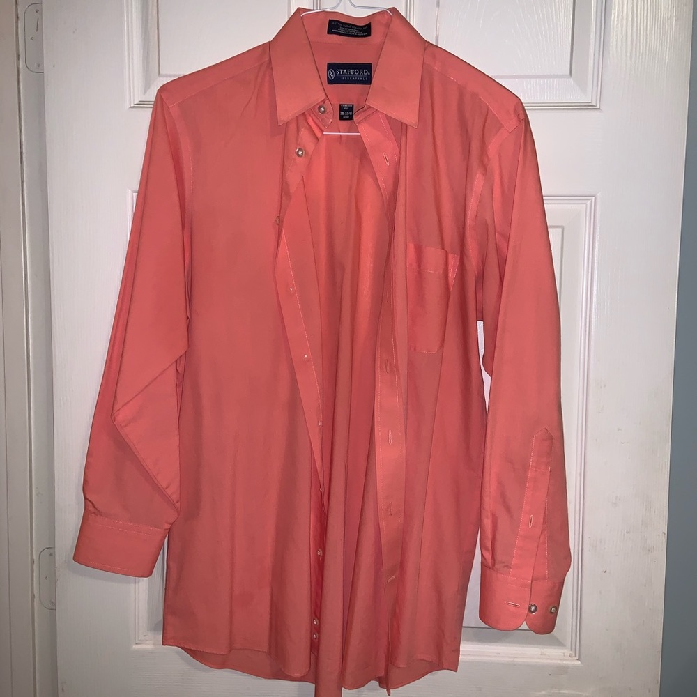 Stafford Essentials Coral Button Down